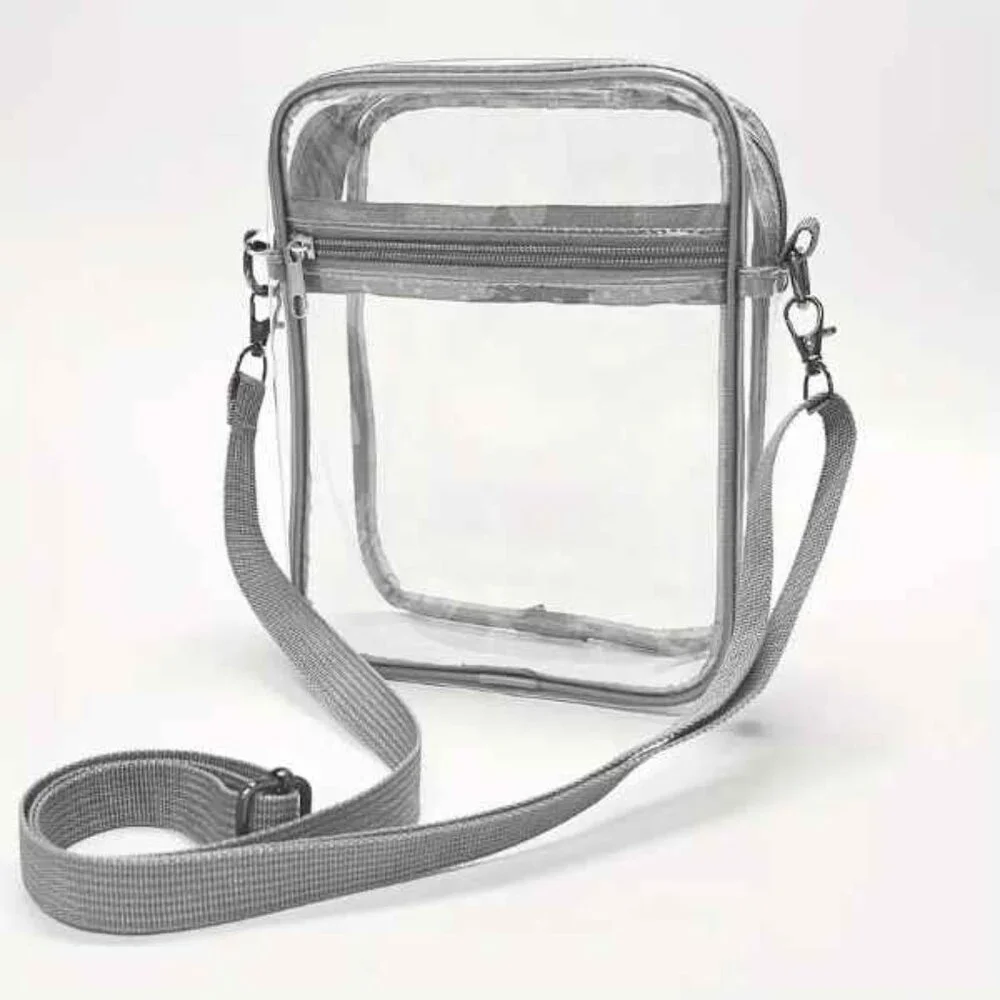 Clear Crossbody Size MD Handbag / Concerts/ Events - NWT - Gray